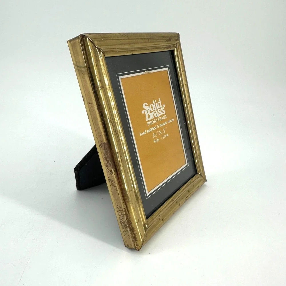 Vintage Solid Brass Tabletop Photo Frame - -3.5